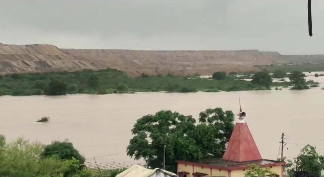 बेलसनी गावात वेकोलीच्या ओव्हर बर्डनच्या मातीमुळे पूर परिस्थिति, शेतकऱ्यांची नुकसानभरपाईची मागणी